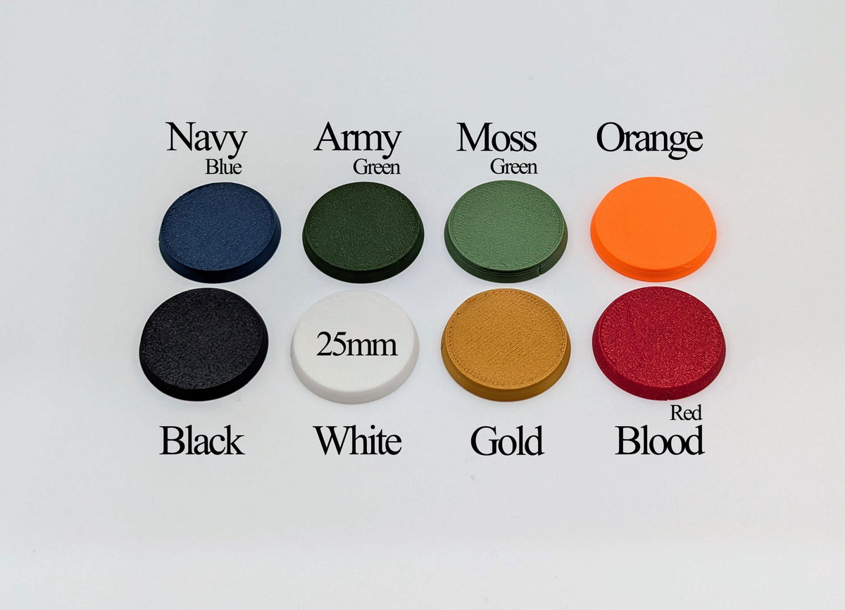 25mm Round Plain Coloured Miniature Base for Tabletop Games and Wargaming | Multiple Colours