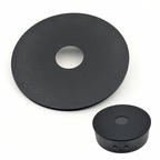 360Wizard spin deck showing one slot in the centre for a round 32mm base. Inset shows the spin deck installed on a turntable.