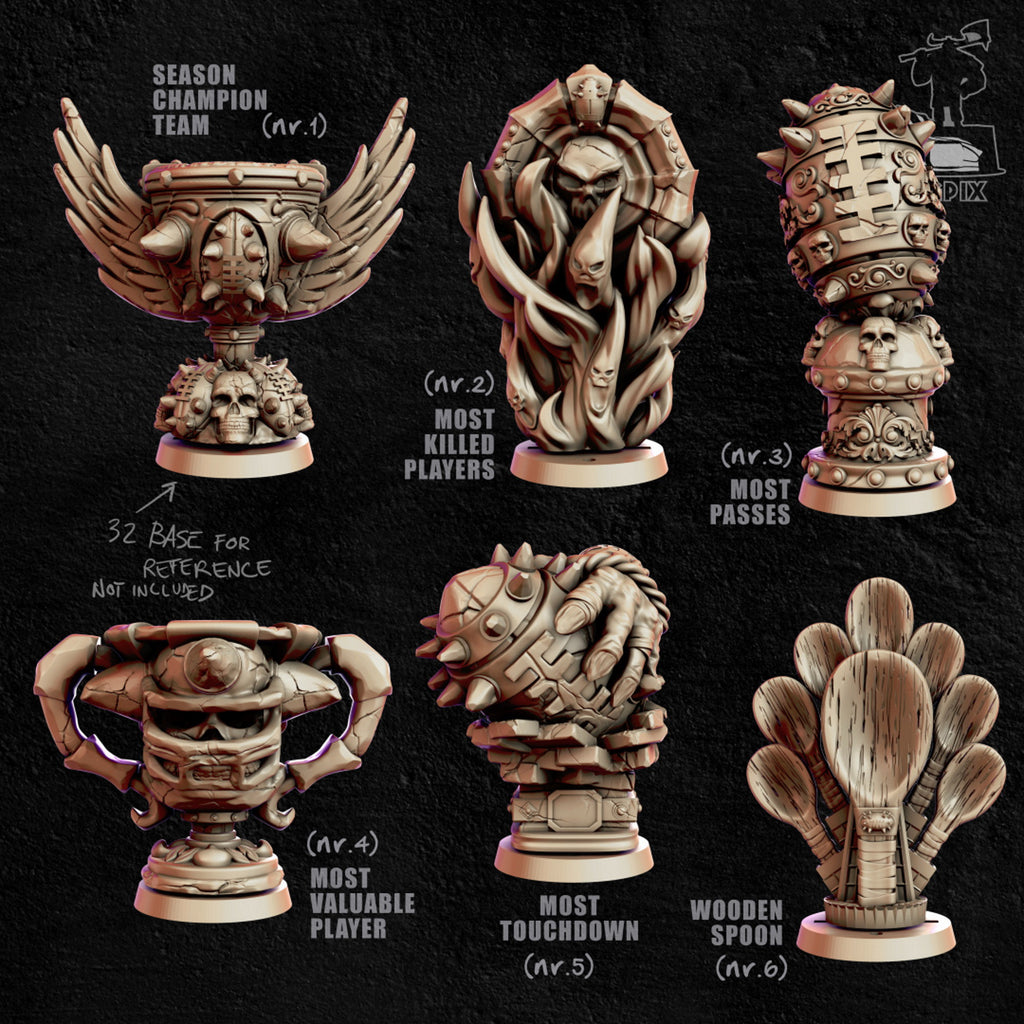 Set of Six Fantasy Football Trophies