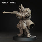 Ashen Armies Hellbound Apostasy Anointed resin miniature. With Anti-Tank Rifle and burned face