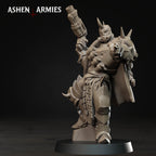 Ashen Armies Hellbound Apostasy Anointed resin miniature with grenade launcher and burnt flesh. Front view pointing and posing.