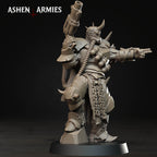 Ashen Armies Hellbound Apostasy Anointed resin miniature with grenade launcher and burnt flesh. Side view pointing and posing.