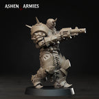 Ashen Armies Hellbound Apostasy Anointed resin miniature. With Grenade Launcher and burned face - aiming