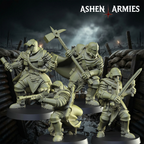 Ashen Armies Sanctified Legion Shocktroopers resin miniatures. Showing set of four.