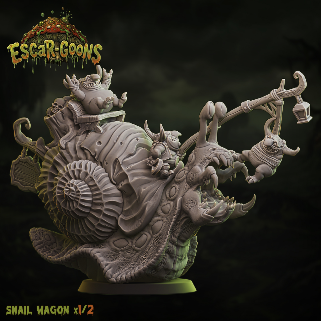 UGNI Miniatures Escar-goons Snail Wagon resin miniature including four linemen