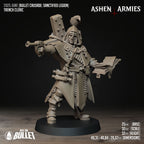 Ashen Armies Sanctified Legion Trench Cleric resin miniature. With an exposed face and crow.
