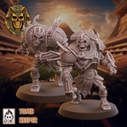 Two UGNI Miniatures Crypt Guards resin miniatures with heavy armour and heavy armour in walking poses.