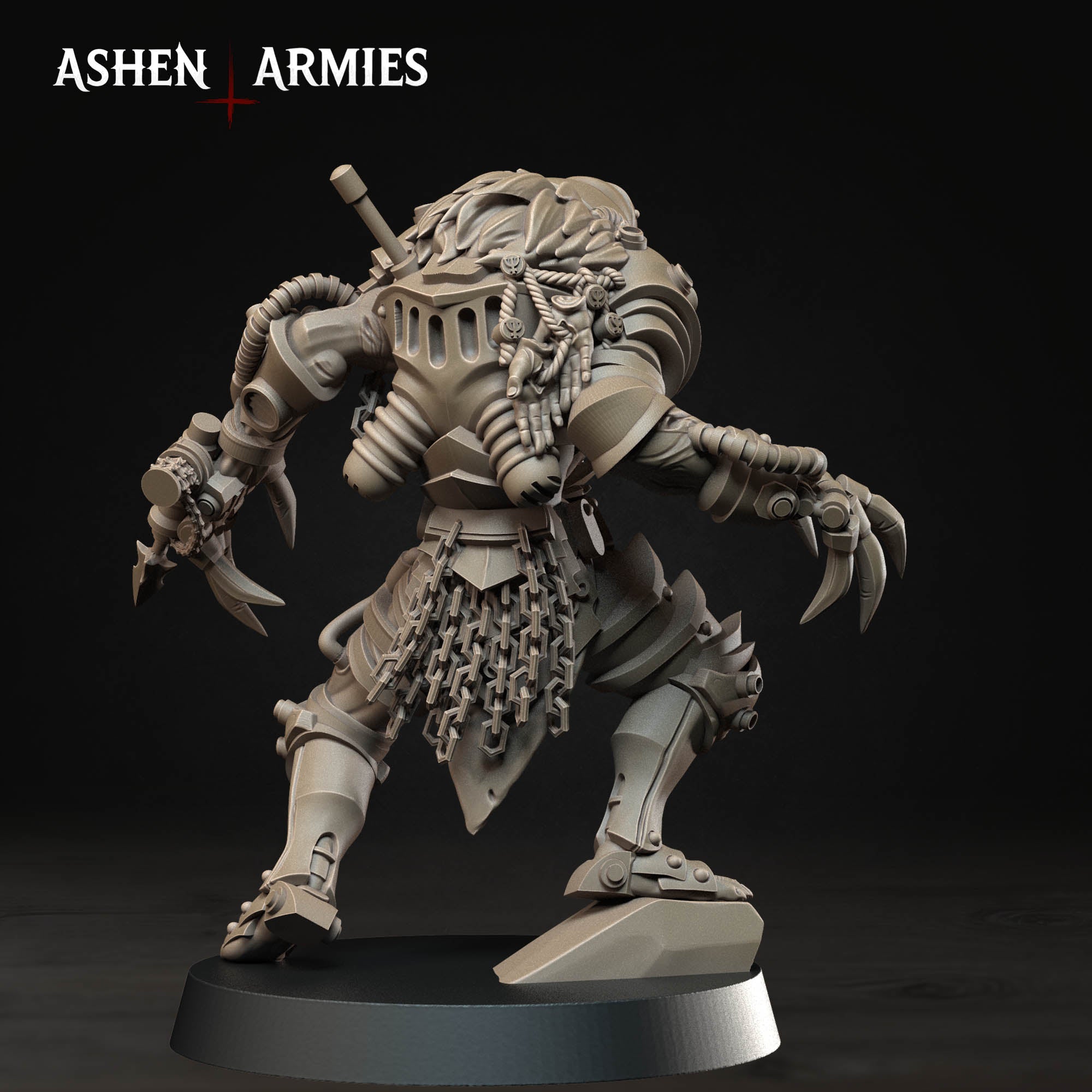 Ashen Armies Hellbound Apostasy Heretic Death Commando resin miniature. From back showing claws