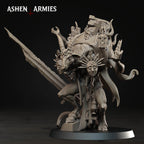 Ashen Armies Hellbound Apostasy Scripture Guardian resin miniature. Left view showing crying mask on plain background.
