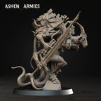 Ashen Armies Hellbound Apostasy Scripture Guardian resin miniature. Right view showing sword and arm holding scrolls on plain background.