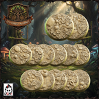 UGNI Miniatures Old Forest Alliance set of resin bases.  2 x 40mm round and 11 x 32mm round. Foliage and easter eggs