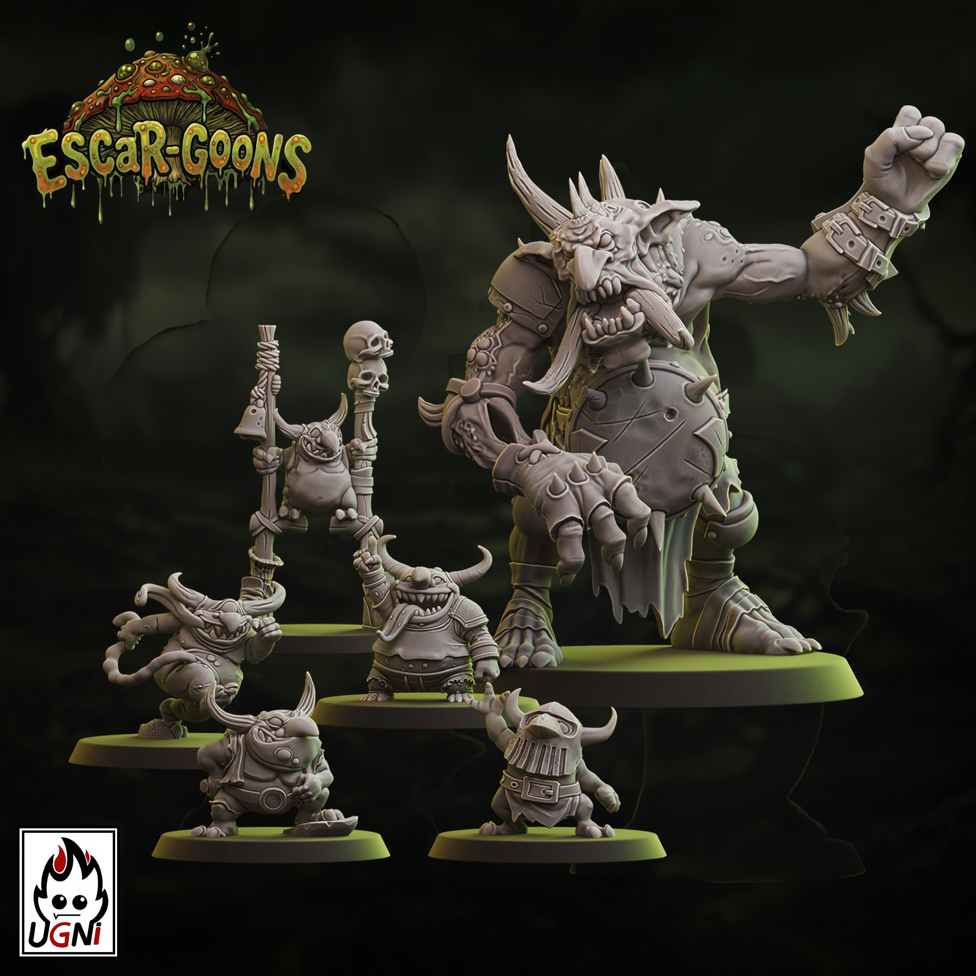 UGNI Miniatures Escar-goons resin miniature complete booster set including troll