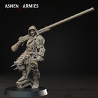 Ashen Armies Bleeding Procession Puntgun Pilgrim resin miniature with a hooded head.