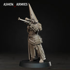 Ashen Armies Bleeding Procession Sniper Pilgrim resin miniature with capirote head