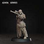 Ashen Armies Bleeding Procession Sniper Pilgrim resin miniature with gas mask head