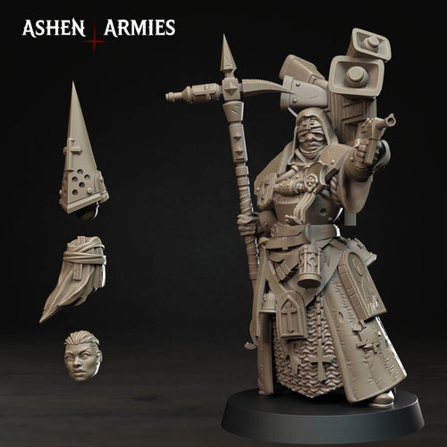 Ashen Armies Bleeding Procession War Prophet resin miniature showing all the head options.