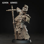 Ashen Armies Bleeding Procession War Prophet resin miniature with a hooded head. Holding a scroll.