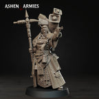 Ashen Armies Bleeding Procession War Prophet resin miniature with a blindfolded head and aiming a weapon.
