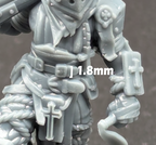 An Ashen Armies Puntgun Pilgrim from the Bleeding Procession Warband. Shown in extreme close-up to highlight the detail of the print.