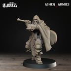 Ashen Armies Sanctified Legion Sniper Priest resin miniature with pistols. Facing front.