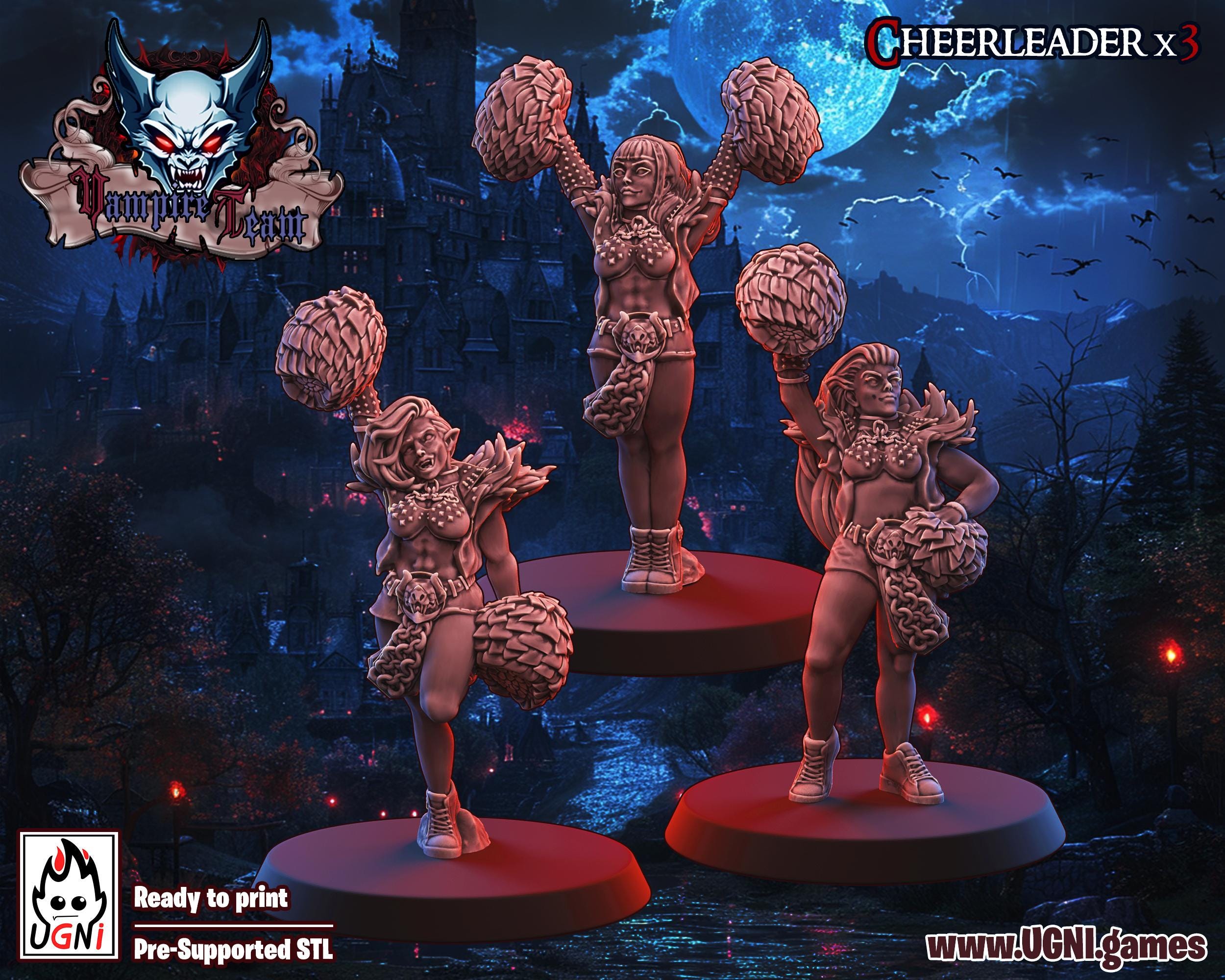 Vampire Fantasy Football Team Cheerleaders and Coffin Token
