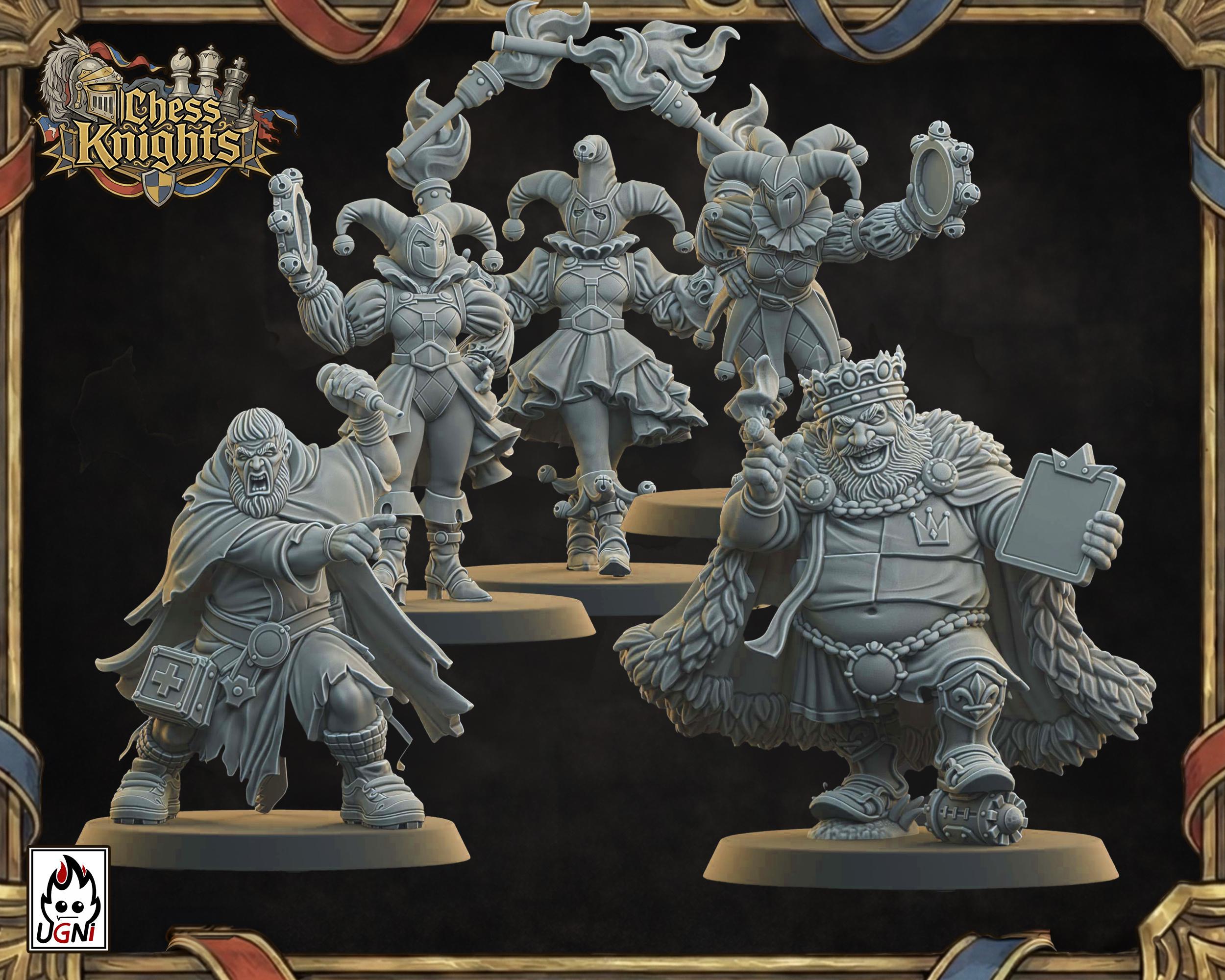 Chess Knights Fantasy Football Team Jesters and Support Crew