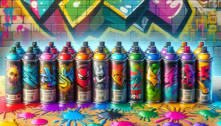 AI generated graffiti style image of a row of spray paint cans to show primer colour decision making.