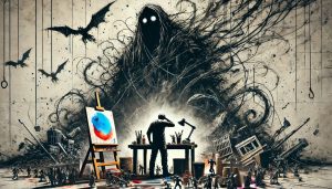 AI generated image to depict artists paralysis.