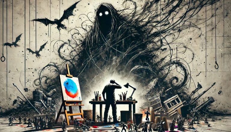 AI generated image to depict artists paralysis.