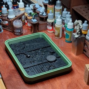 Anarky Creations Ultimate Fantasy Dry Palette. Olive Green primed in black. In use.