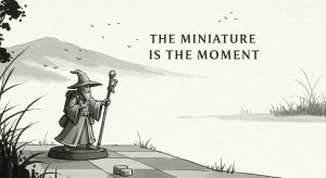 AI generated Japanese ink drawing to depict mindful miniature painting.