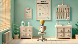 AI generated image depicting a smiling paintbrush in a doctors surgery.